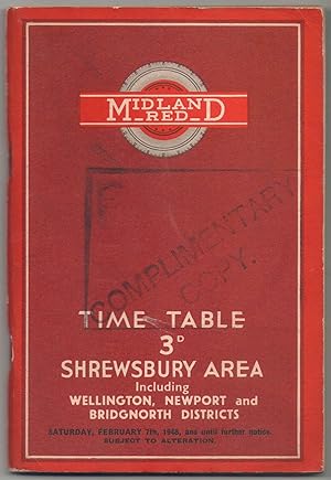 Bild des Verkufers fr Midland Red Official Time Table Shrewsbury Area Including Wellington, Newport and Bridgnorth Districts Saturday, February 7th, 1948 and until further notice zum Verkauf von Anvil Books