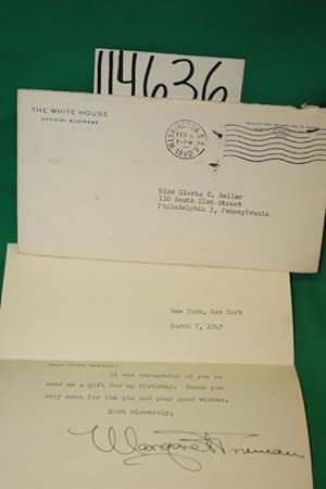 Seller image for TLS Typewritten Letter signed by Margaret Truman (Wife of President Harry Truman) to Gloria C. Heller for sale by Princeton Antiques Bookshop