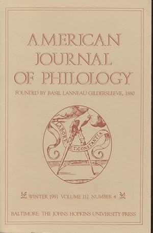 Bild des Verkufers fr American Journal of Philology. Vol. 112, Nr. 4. zum Verkauf von Fundus-Online GbR Borkert Schwarz Zerfa