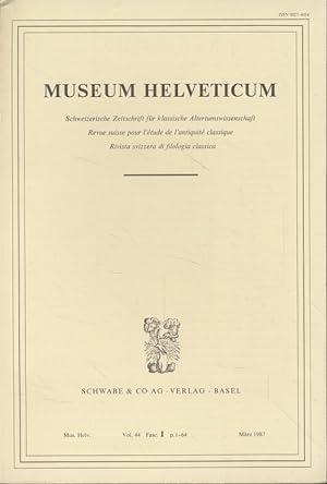 Immagine del venditore per Museum Heleveticum: Schweizerische Zeitschrift fr klassische Altertumswissenschaft. Vol. 44, Fasc. 1. venduto da Fundus-Online GbR Borkert Schwarz Zerfa