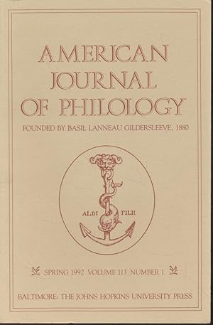 Bild des Verkufers fr American Journal of Philology. Vol. 113, Nr. 1. zum Verkauf von Fundus-Online GbR Borkert Schwarz Zerfa