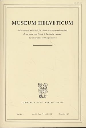 Immagine del venditore per Museum Heleveticum: Schweizerische Zeitschrift fr klassische Altertumswissenschaft. Vol. 44, Fasc. 4. venduto da Fundus-Online GbR Borkert Schwarz Zerfa