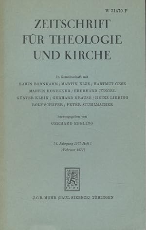 Bild des Verkufers fr Zeitschrift fr Theologie und Kirche. 74. Jhg., H. 1. zum Verkauf von Fundus-Online GbR Borkert Schwarz Zerfa
