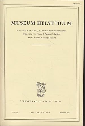 Seller image for Museum Heleveticum: Schweizerische Zeitschrift fr klassische Altertumswissenschaft. Vol. 49, Fasc. 3. for sale by Fundus-Online GbR Borkert Schwarz Zerfa