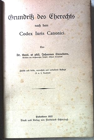 Image du vendeur pour Grundriss des Eherechts: nach de Codex Iuris Canonici. mis en vente par books4less (Versandantiquariat Petra Gros GmbH & Co. KG)