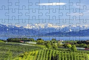 Seller image for Puzzlepostkarte Bodensee 3: Motiv See und Alpen (Kultur erleben im GMEINER-Verlag) for sale by buchversandmimpf2000