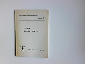 Studia Onomastica III. namenkundliche Information Beiheft 4
