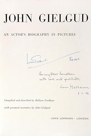 Bild des Verkufers fr John Gielgud: An Actor's Biography in Pictures. Compiled and described by Hallam Fordham with personal narrative by John Gielgud; [With loosely inserted programme]. zum Verkauf von Shapero Rare Books