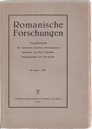 Seller image for Romanische Forschungen. Vierteljahresschrift fr romanischen Sprachen und Literaturen. 60. Band, Heft 1 for sale by Graphem. Kunst- und Buchantiquariat