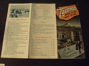 Vintage Map Tacoma Washington Where to Go and What to See Circa 1950