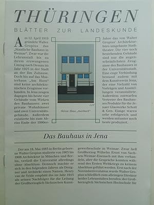 Immagine del venditore per Thringer Bltter zur Landeskunde. Das Bauhaus in Jena venduto da Versandantiquariat Jena