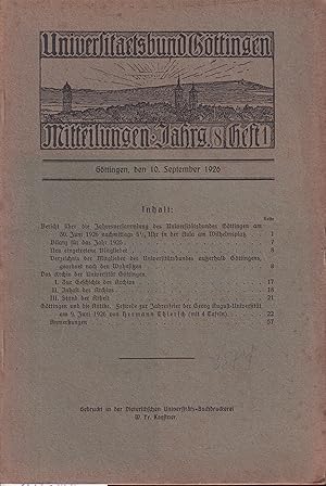 Mitteilungen des Universitätsbundes Göttingen 8.Jahrgang 1926/27