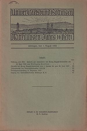 Mitteilungen des Universitätsbundes Göttingen 10.Jahrgang 1928 Heft 1