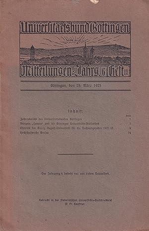 Mitteilungen des Universitätsbundes Göttingen 6.Jahrgang 1925 Heft 1/2