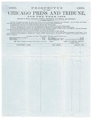 Prospectus of the Chicago Press and Tribune, for the year 1859. Devoted to news, commerce, politi...