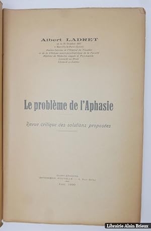 Imagen del vendedor de Le Problme de l'aphasie a la venta por Librairie Alain Brieux