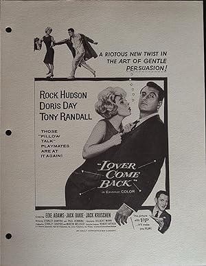 Lover Come Back Campaign Sheet 1963 Rock Hudson, Doris Day