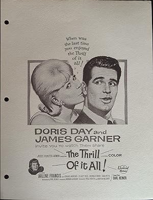 Image du vendeur pour The Thrill of It All! Campaign Sheet 1963 Doris Day, James Garner mis en vente par AcornBooksNH