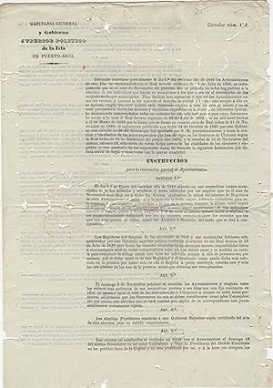 Capitania General y Gobierno Superior Politico de la Isla de Puerto-Rico. Circular núm. 119. [Ins...