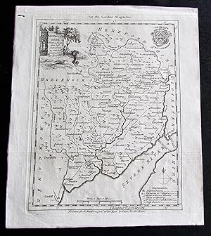 ORIGINAL 18th CENTURY MAP OF MONMOUTHSHIRE