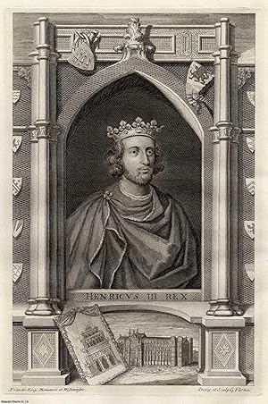 Imagen del vendedor de 1743. King Henry III. From the King's Monument at Westminster. Engraved by George Vertue. This is an original 279 year old copper engraving separated from Rapin de Thoyras' History of England, London, printed 1743. a la venta por Cosmo Books