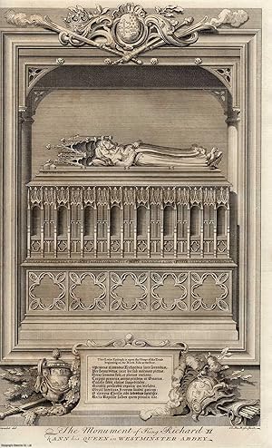 Image du vendeur pour The Monument of King Richard II & Ann his Queen in Westminster Abbey. Engraved by Claude Du Bosc. This is an original 279 year old copper engraving separated from Rapin de Thoyras' History of England, London, printed 1743. mis en vente par Cosmo Books