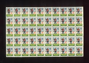 Boys Town Nebraska, 1950 Mint Sheet of 50 Christmas Season Boys Town Stamps, "He's Not Heavy He's...