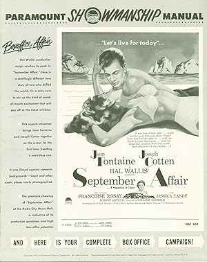 Imagen del vendedor de September Affair (showmanship manual/pressbook) a la venta por Eureka Books