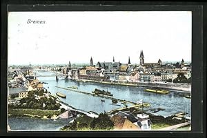 Bild des Verkäufers für Ansichtskarte Bremen, Totalansicht mit Zentrum zum Verkauf von Bartko-Reher