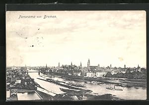 Bild des Verkäufers für Ansichtskarte Bremen, Panorama mit Weser zum Verkauf von Bartko-Reher