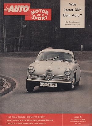 Imagen del vendedor de Das Auto. Motor und Sport. 36. Jg., Heft 5, 28. Februar 1959. a la venta por Fundus-Online GbR Borkert Schwarz Zerfa