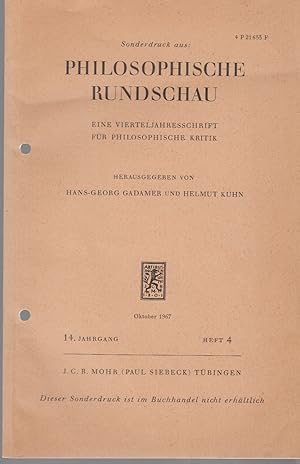 Georg Simmel als Prügelknabe. [Aus: Philosophische Rundschau, 14. Jg., Oktober 1967, Heft 4].