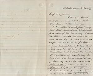 1865 & 1873 Signed letters by Wisconsin Historian Daniel Steel Durrie