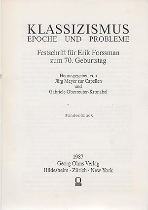 Immagine del venditore per Imitatio und Superatio - das Problem der Nachahmung aus humanistischer und kunsttheoretischer Sicht. [Aus: Klassizismus, Epoche und Probleme. Festschrift fr Erik Forssman zum 70. Geburtstag]. venduto da Fundus-Online GbR Borkert Schwarz Zerfa