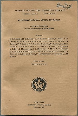 Bild des Verkufers fr Psychophysiological Aspects of Cancer [in]: Annals of the New York Academy of Sciences zum Verkauf von Between the Covers-Rare Books, Inc. ABAA