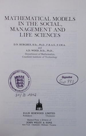 Bild des Verkufers fr Mathematical models in the social, management and life sciences. zum Verkauf von Antiquariat Bookfarm