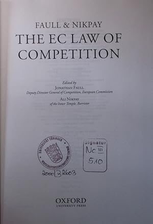 Immagine del venditore per The EC law of competition. venduto da Antiquariat Bookfarm