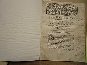 Seller image for Eclaircissemens concernant la manire dont l'air agit sur le sang dans les poulmons pour servir de rponse aux objections contenues dans une lettre de M. Michelotti  M. de Fontenelle for sale by Librairie Les Fleurs du mal