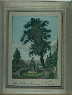 Theodor Koerners Monument bei Woebelin [im Mecklenburgischen]. Titel unten außerhalb. Im Hintergr...