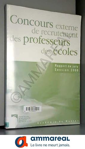 Image du vendeur pour Concours externe de recrutement des professeurs des coles : rapport du jury, session 2000 mis en vente par Ammareal