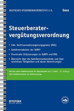 Bild des Verkufers fr Steuerberatervergtungsverordnung, m. Buch, m. Online-Zugang zum Verkauf von AHA-BUCH GmbH