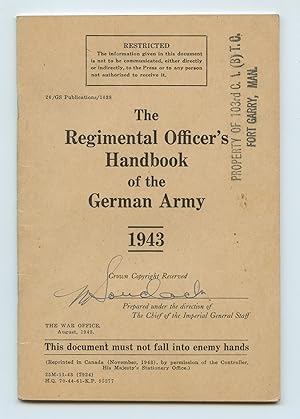 Immagine del venditore per The Regimental Officer's Handbook of the German Army 1943 venduto da Attic Books (ABAC, ILAB)