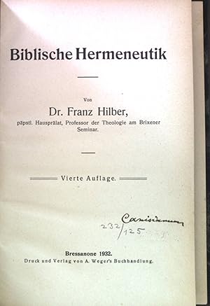 Bild des Verkufers fr Biblische Hermeneutik zum Verkauf von books4less (Versandantiquariat Petra Gros GmbH & Co. KG)