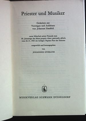 Seller image for Priester und Musiker: Gedanken aus Vortrgen und Aufstzen von Johannes Hatzfeld. for sale by books4less (Versandantiquariat Petra Gros GmbH & Co. KG)
