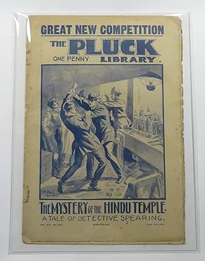 Seller image for The Pluck One Penny Library. The Mystery of the Hindu Temple. A Tale of Detective Spearing [Cover story]. The Pluck Library. Vol. XIII. No. 554. [stories include: Cap'N Tibbs - Coastguard; Andy and the Redskins; The Black Peril] for sale by Renaissance Books, ANZAAB / ILAB