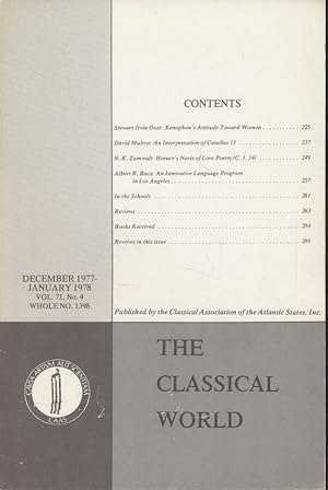 Immagine del venditore per The Classical World. Vol. 71, No. 4. Published by the Classical Association of the Atlantic States. venduto da Fundus-Online GbR Borkert Schwarz Zerfa