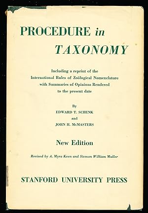 Seller image for PROCEDURE IN TAXONOMY: INCLUDING A REPRINT IN TRANSLATION OF THE 'REGLES INTERNATIONALES DE LA NOMENCLATURE ZOOLOGIQU'E WITH SUMMARIES OF OPINIONS RENDERED TO THE PRESENT DATE. for sale by Paradox Books USA