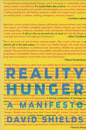 Seller image for Reality Hunger_ A Manifesto for sale by San Francisco Book Company