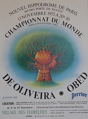 "CHAMPIONNAT DU MONDE DE BOXE 1975" DE OLIVEIRA - OBED (POIDS SUPER-WELTERS / NOUVEL HIPPODROME D...