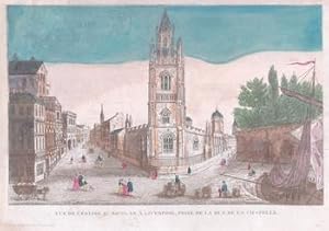 Vue de l'Église St. Nicolas à Liverpool, prise de la Rue de la Chapelle.Original 18th Century vue...